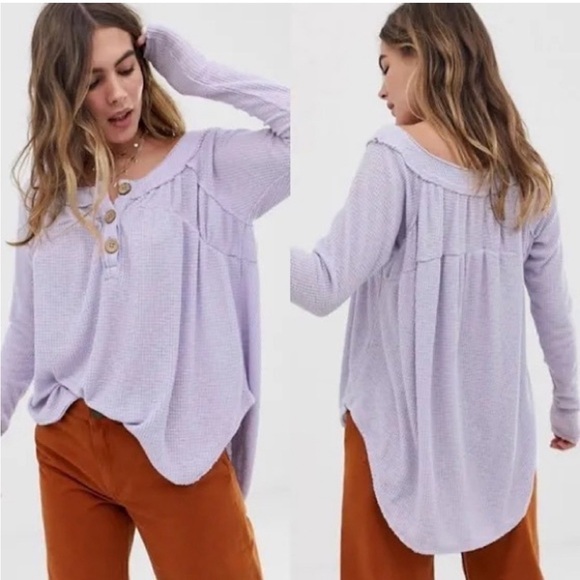 Free people We the free must have Henley lilac waffle knit small - Picture 1 of 3